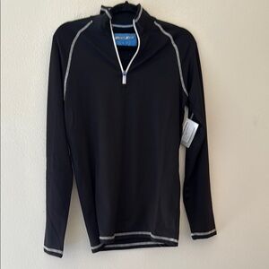 WHITEWATER men’s black zip front pullover layering piece small